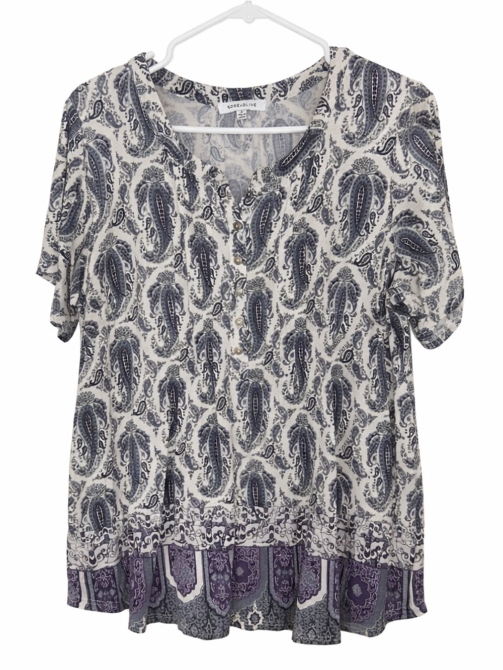 Boho Paisley Tunic Top Plus Size 1x Flowy Festival Casual